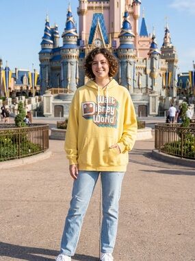 Disney Parks Yellow Walt Disney World Retro Logo Crewneck Sweatshirt